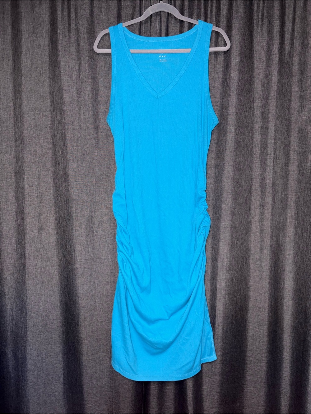 a new day Bright Turquoise Sleeveless V-Neck Ruched Midi Dress